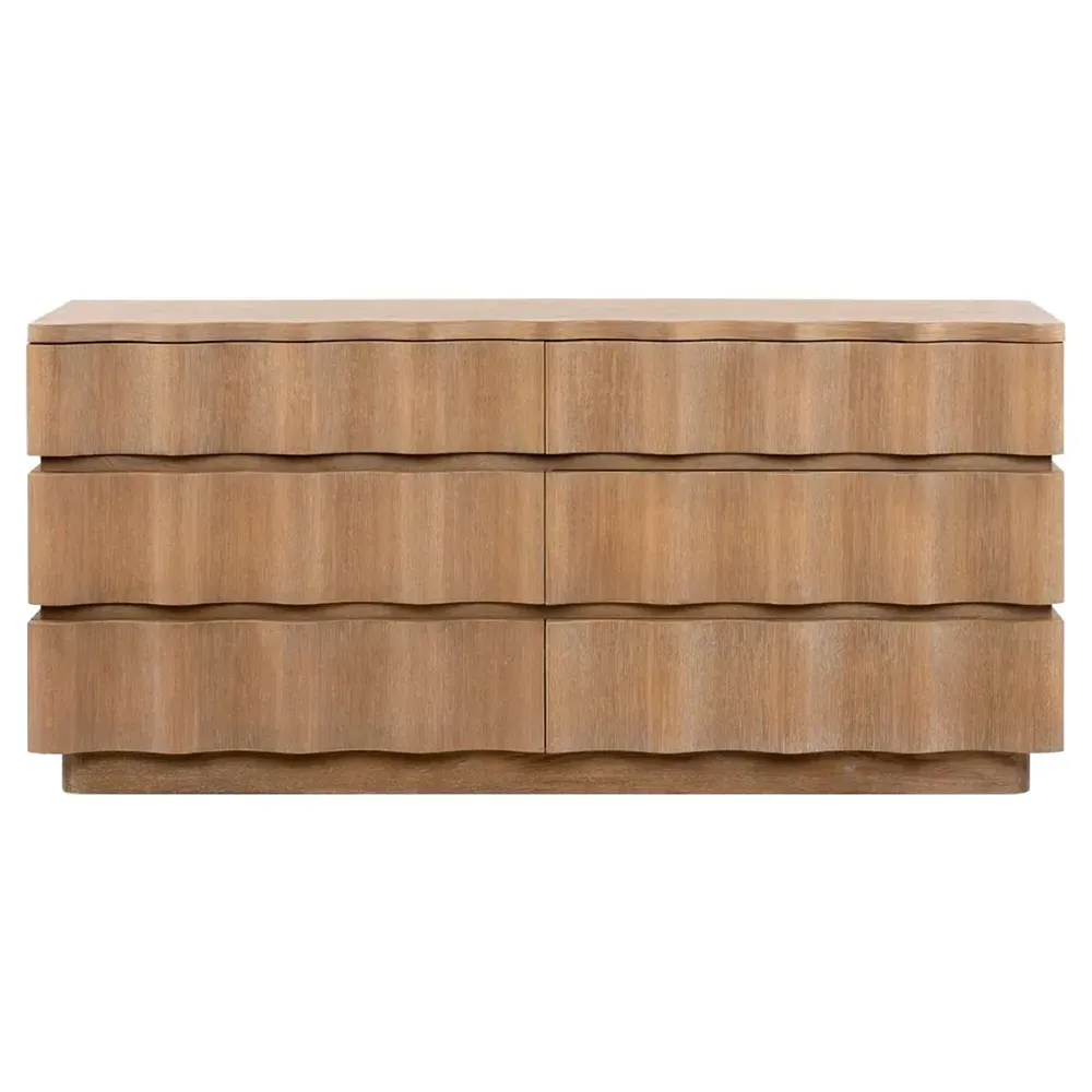 Vanessa Wavy Double Dresser - Almond Brown, Oak