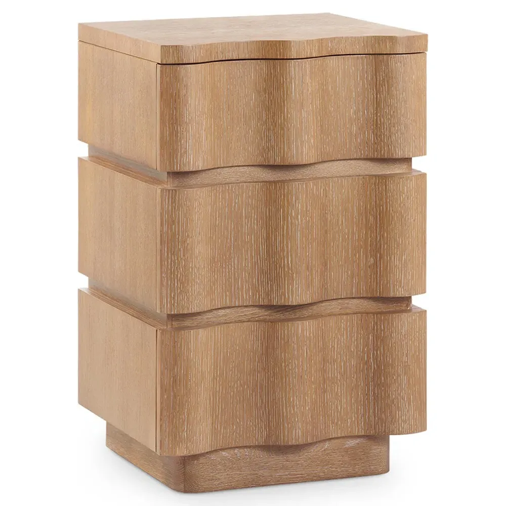 Vanessa Wavy End Table - Almond Brown, Oak