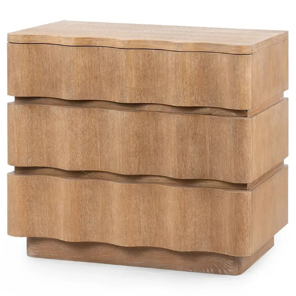 Vanessa Wavy Nightstand - Almond Brown, Oak