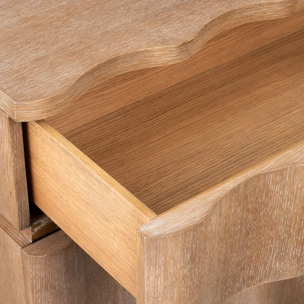Vanessa Wavy Nightstand - Almond Brown, Oak