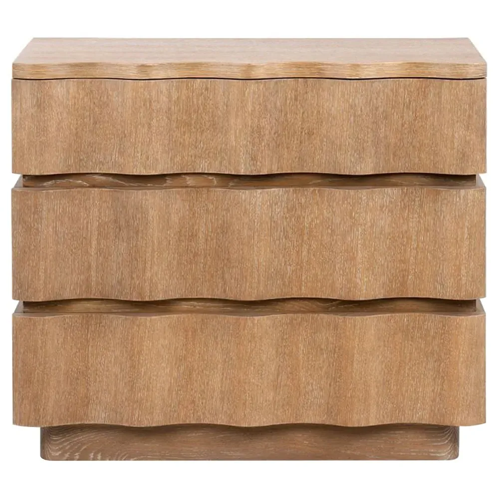 Vanessa Wavy Nightstand - Almond Brown, Oak