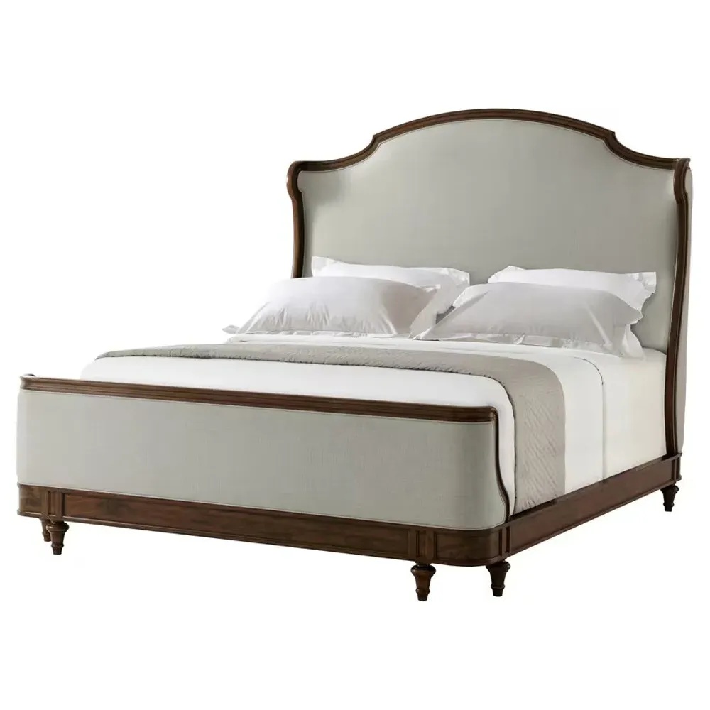 Vangie Cal King Wingback Bed - Brown, Beech Wood