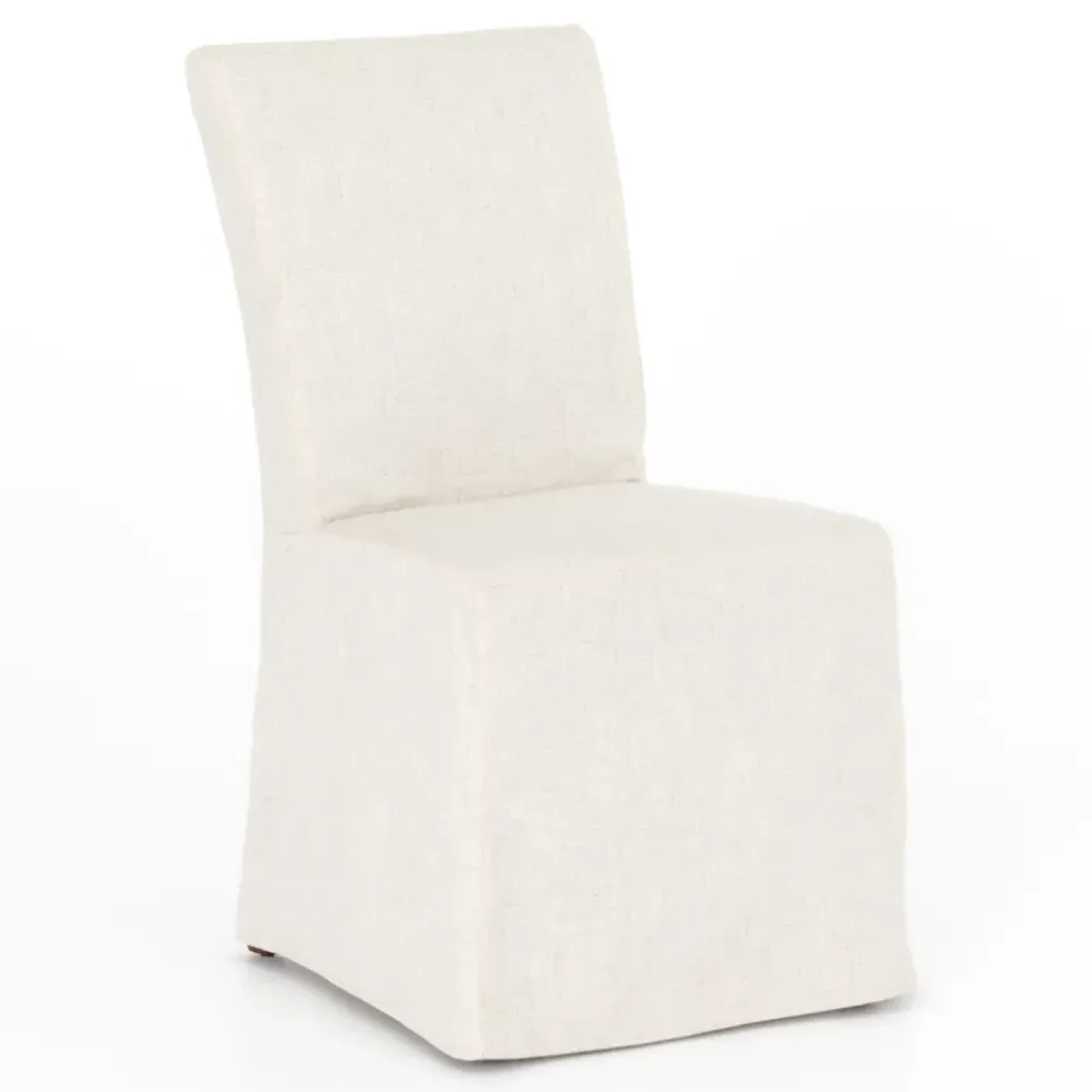 Vannie Slip Covered Dining Chair - Cream, Linen-Blend