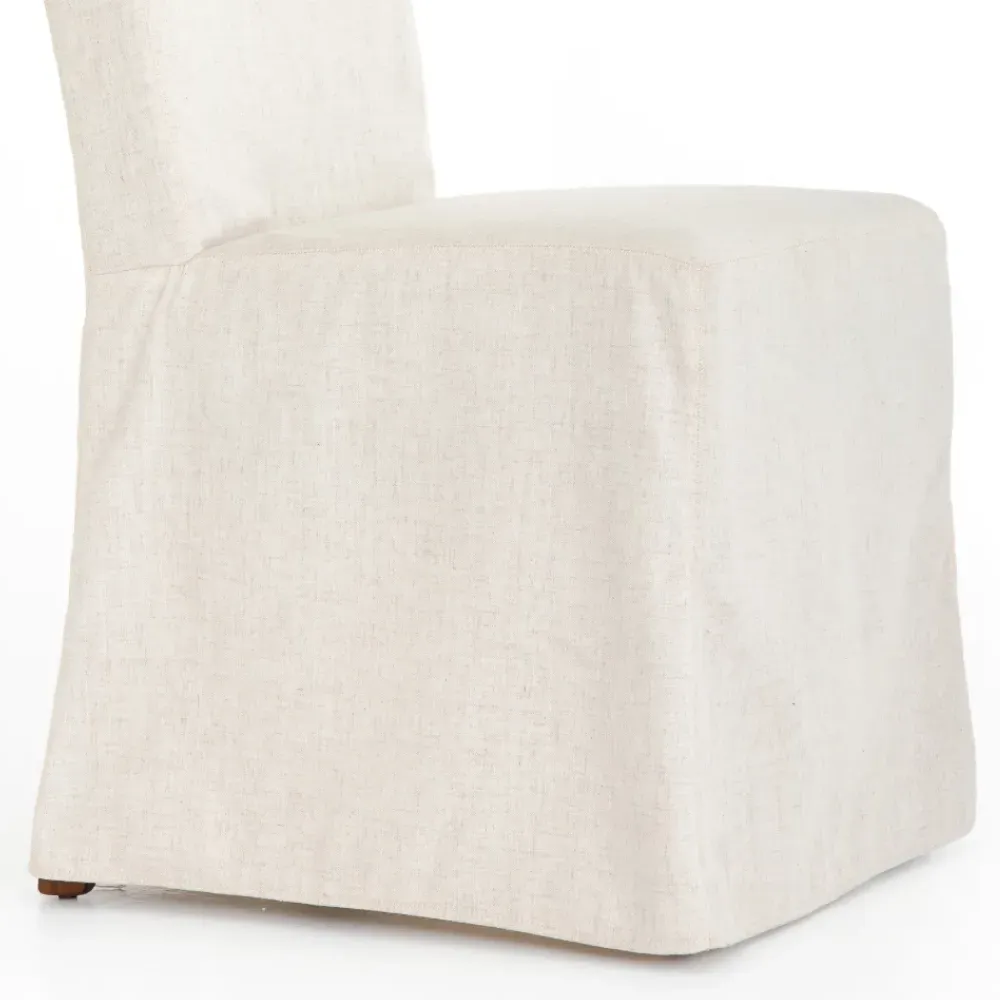 Vannie Slip Covered Dining Chair - Cream, Linen-Blend