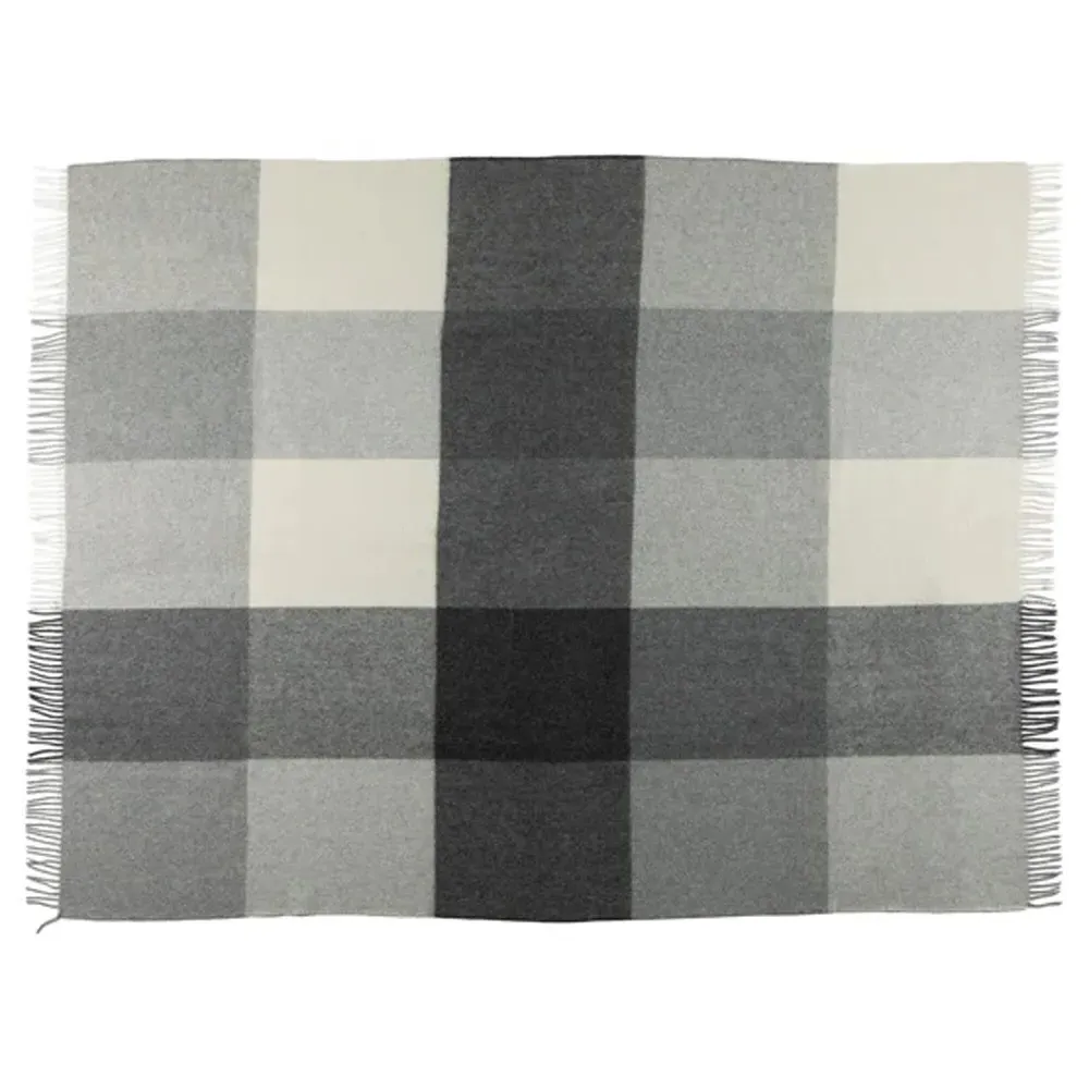 Vanoff Checkered Throw - Grey, Wool