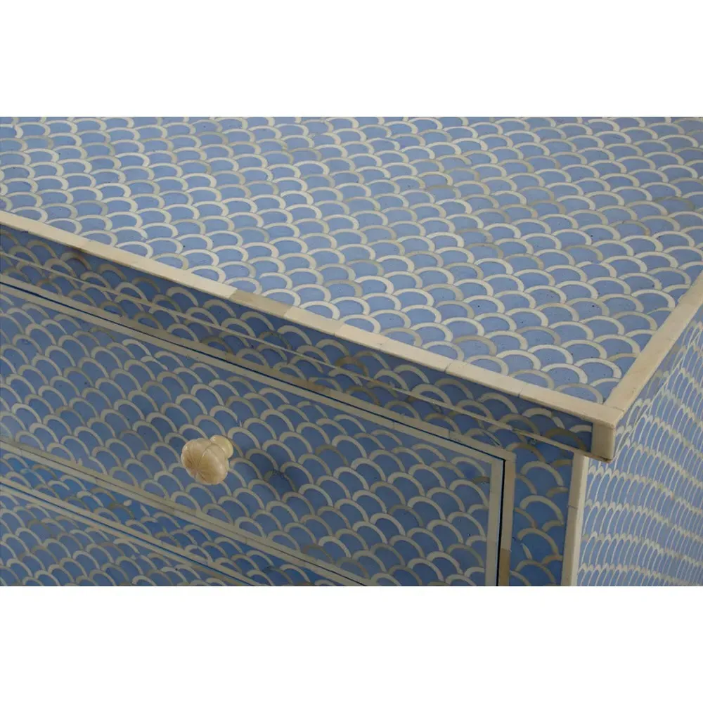 Vanya Fish Scale Bone Inlay Chest - Blue