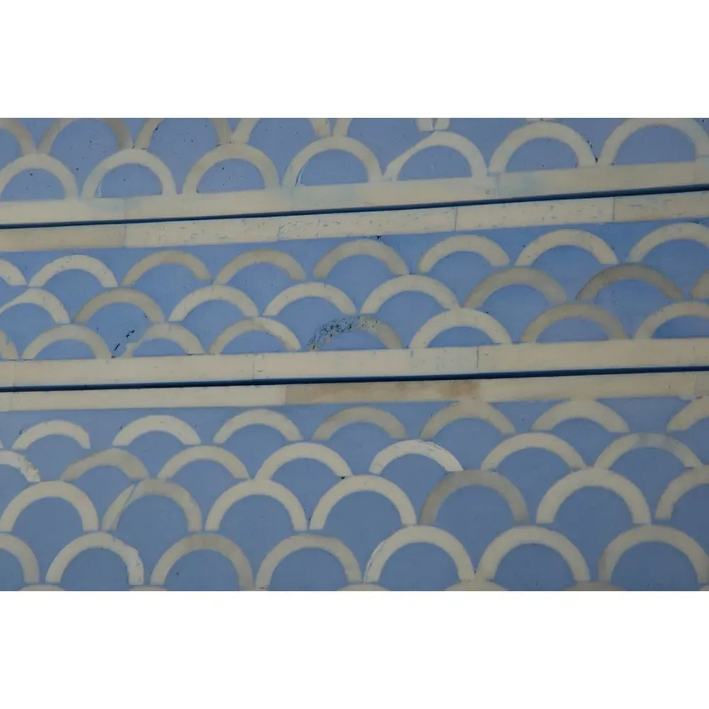 Vanya Fish Scale Bone Inlay Chest - Blue