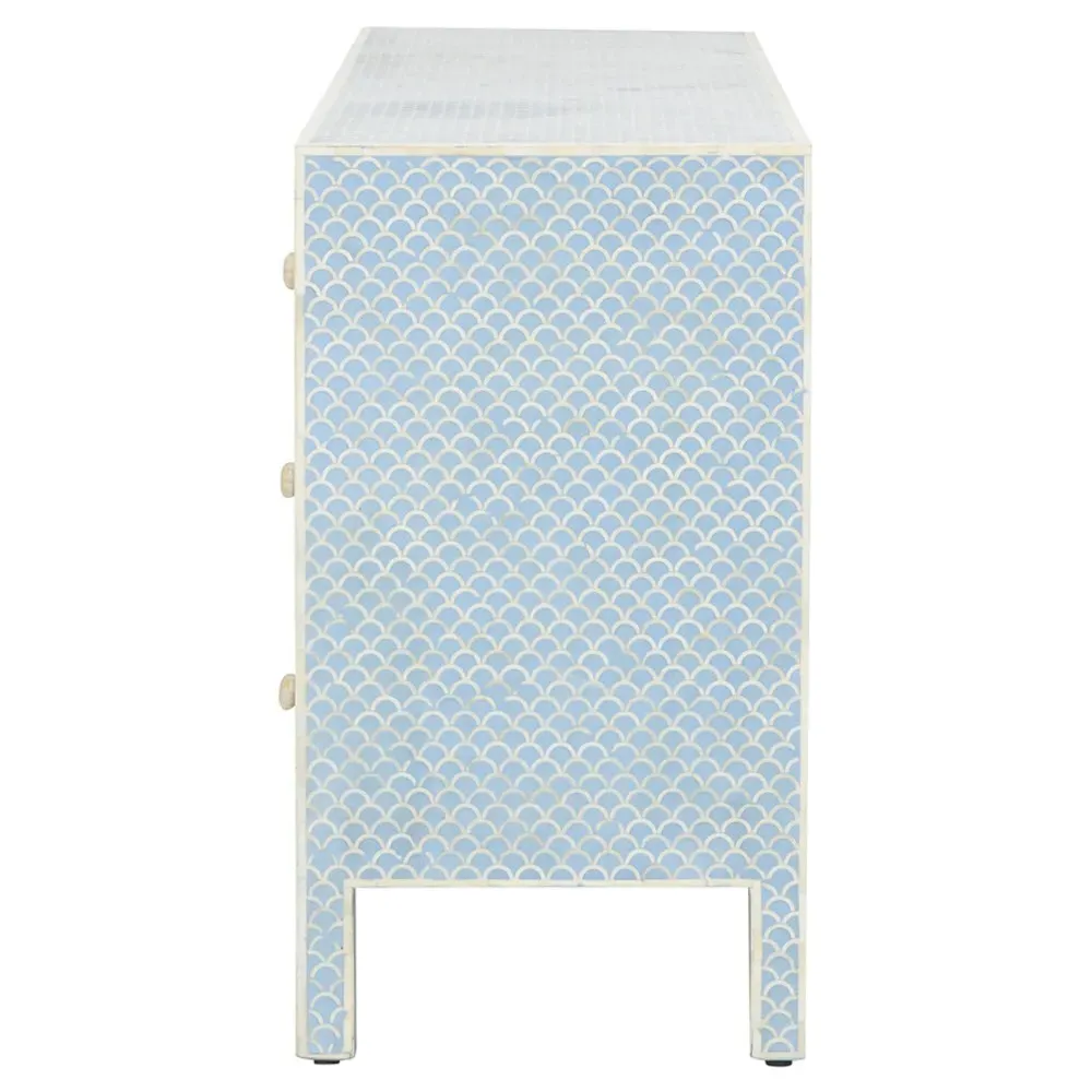 Vanya Fish Scale Bone Inlay Dresser - Blue