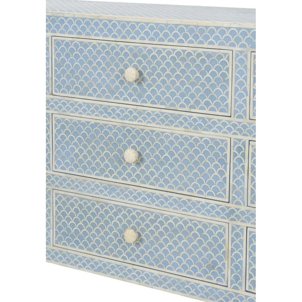 Vanya Fish Scale Bone Inlay Dresser - Blue