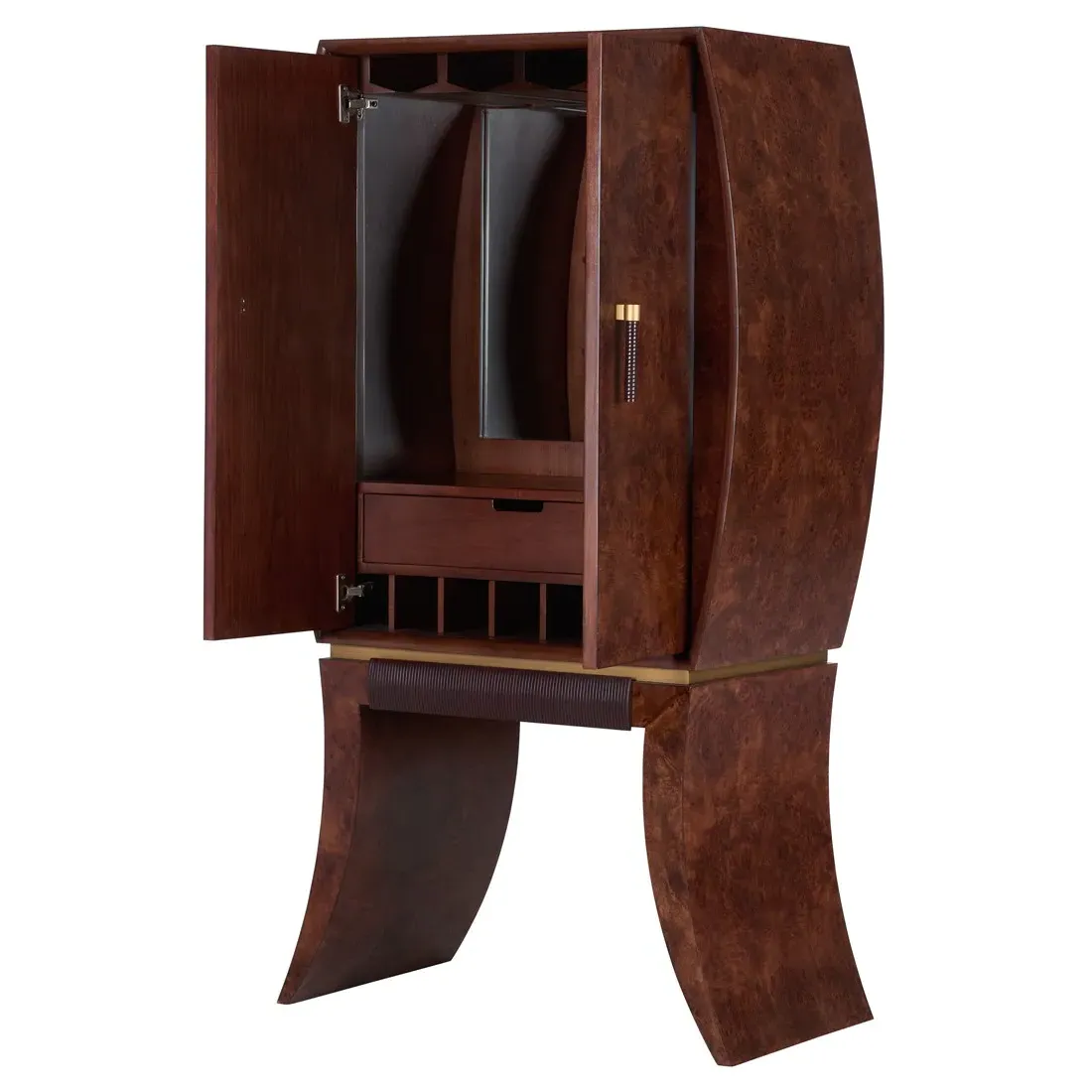 Varuna Bar Cabinet - Brown, Mappa Burl