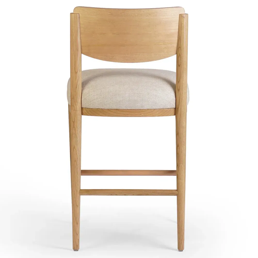 Vaughn Counter Stool - Cream, Brown Wood