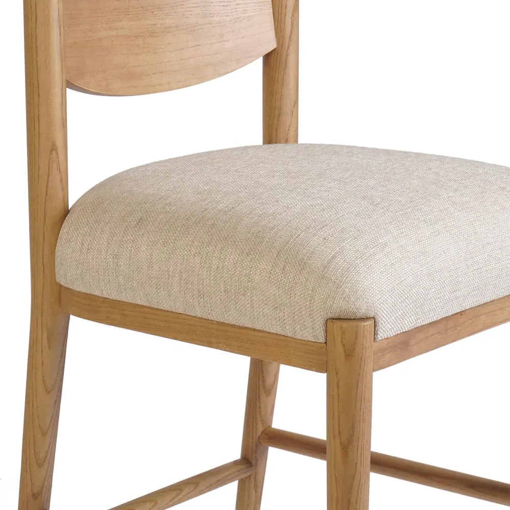 Vaughn Counter Stool - Cream, Brown Wood