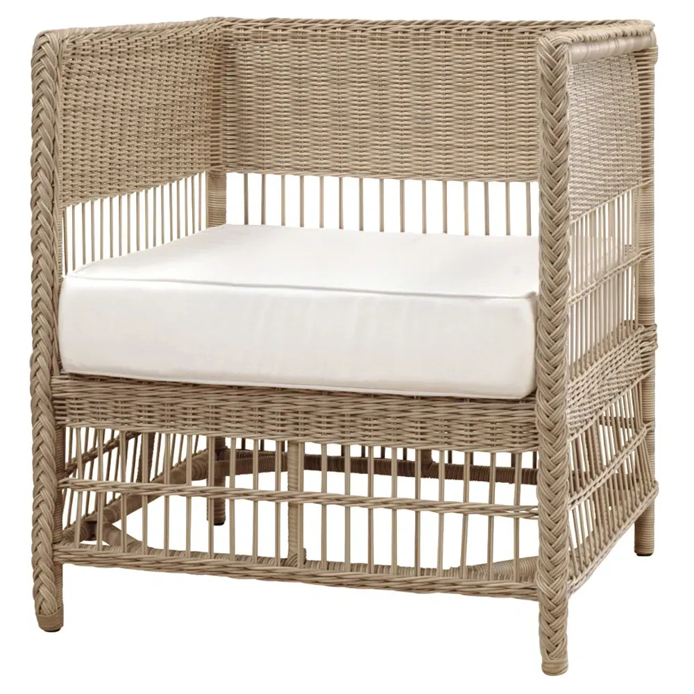 Vaughn Outdoor Club Chair - White, Wicker