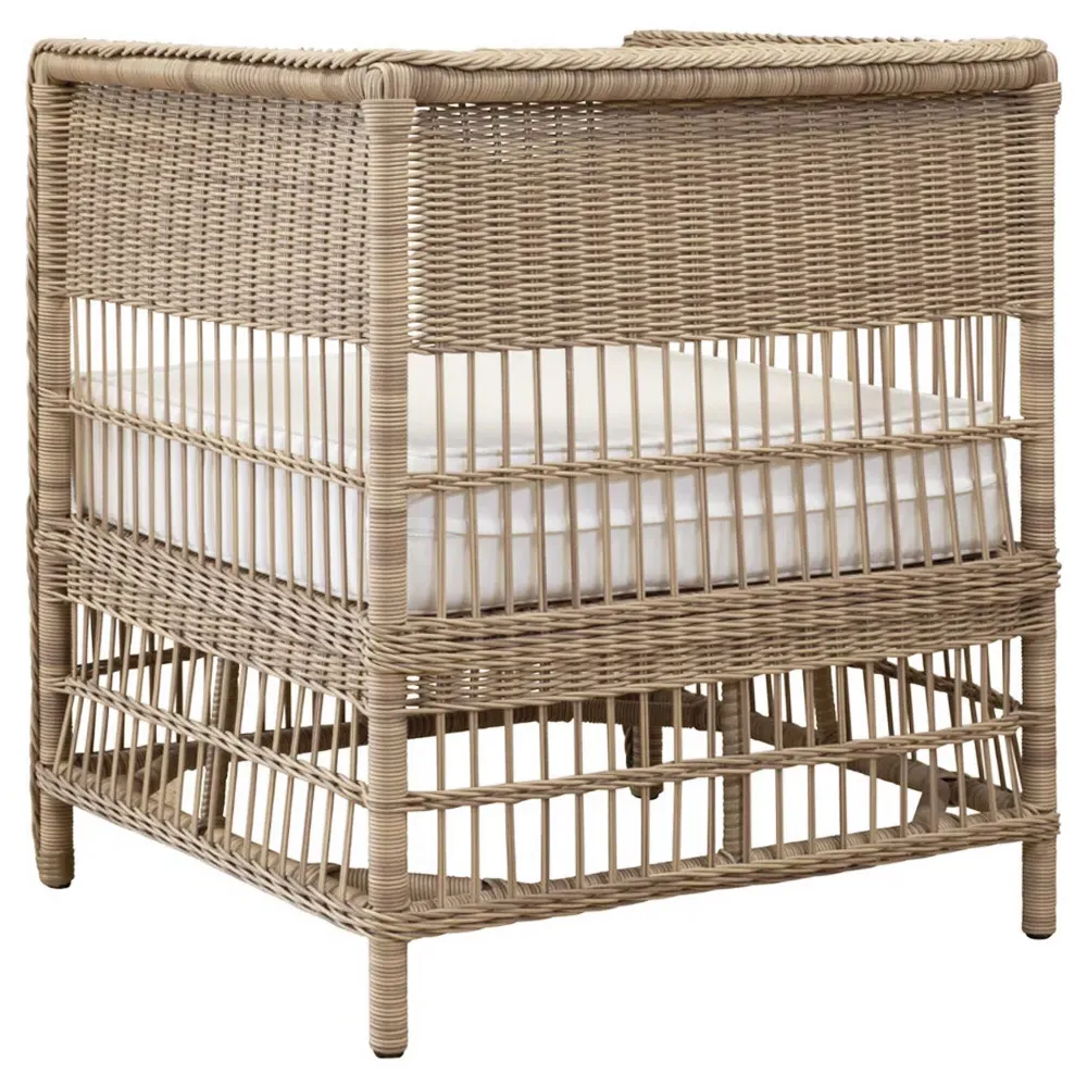 Vaughn Outdoor Club Chair - White, Wicker