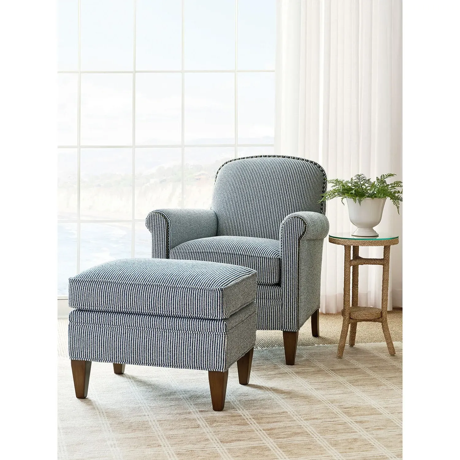 Vaughn Striped Arm Chair - Blue