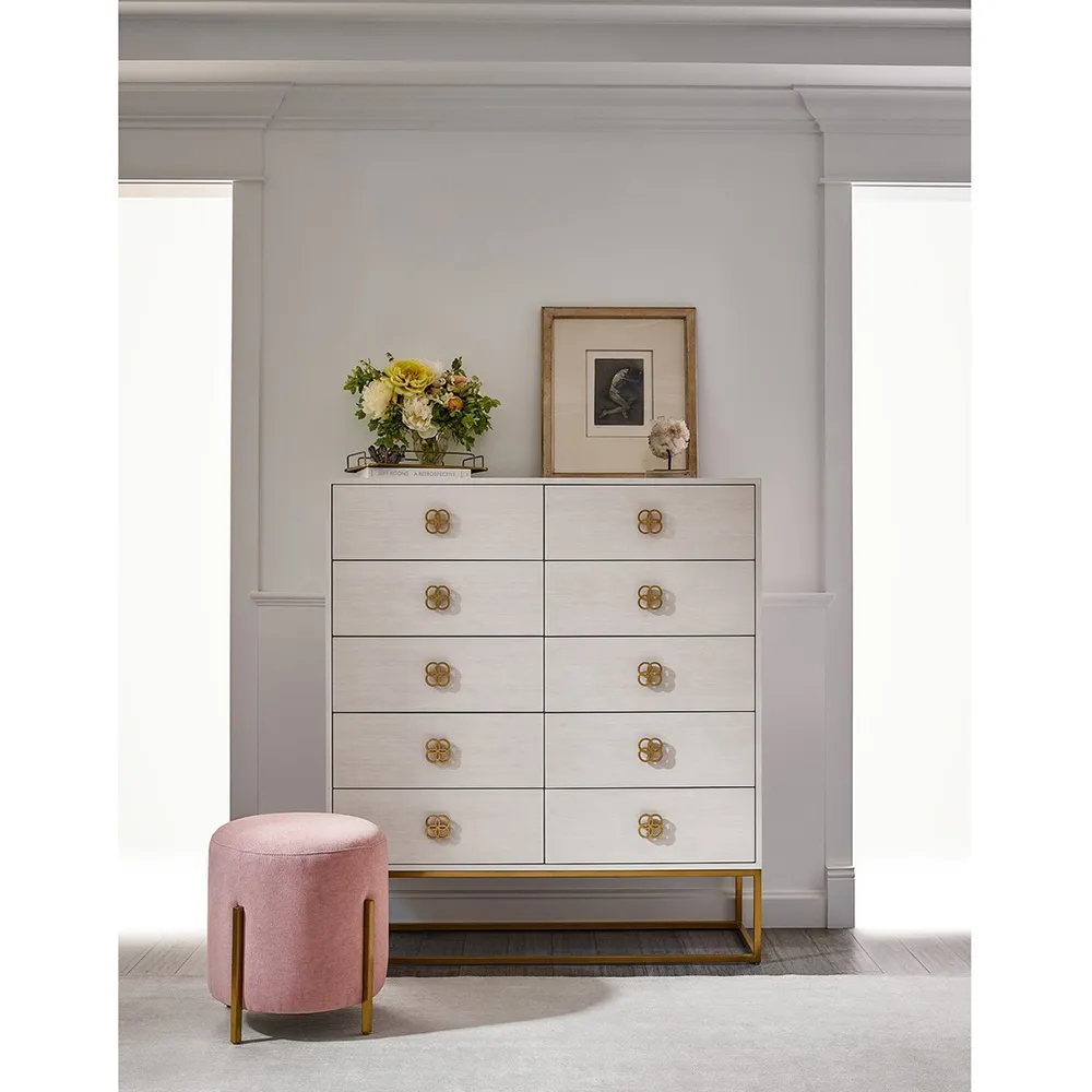 Veda Tall Chest Dresser with 10 Drawers - Cream, Wood