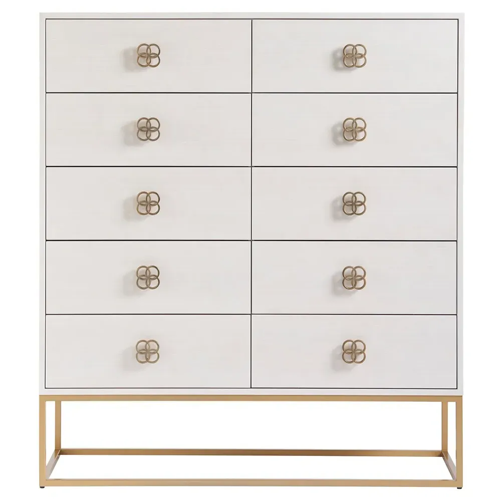 Veda Tall Chest Dresser with 10 Drawers - Cream, Wood image