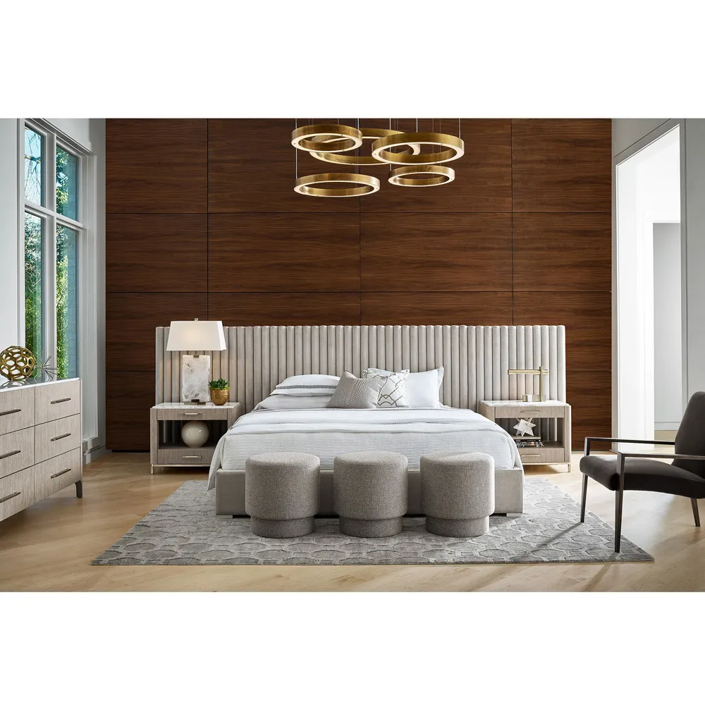 Veena King Size Tufted Panel Bed - Grey, Wood