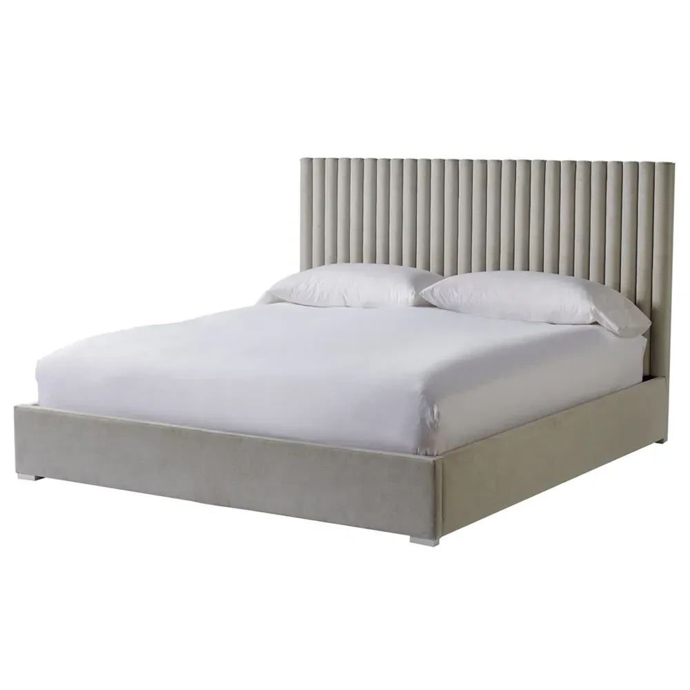 Veena Queen Size Tufted Bed - Grey, Wood
