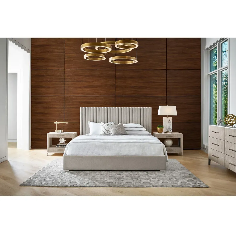 Veena Queen Size Tufted Bed - Grey, Wood