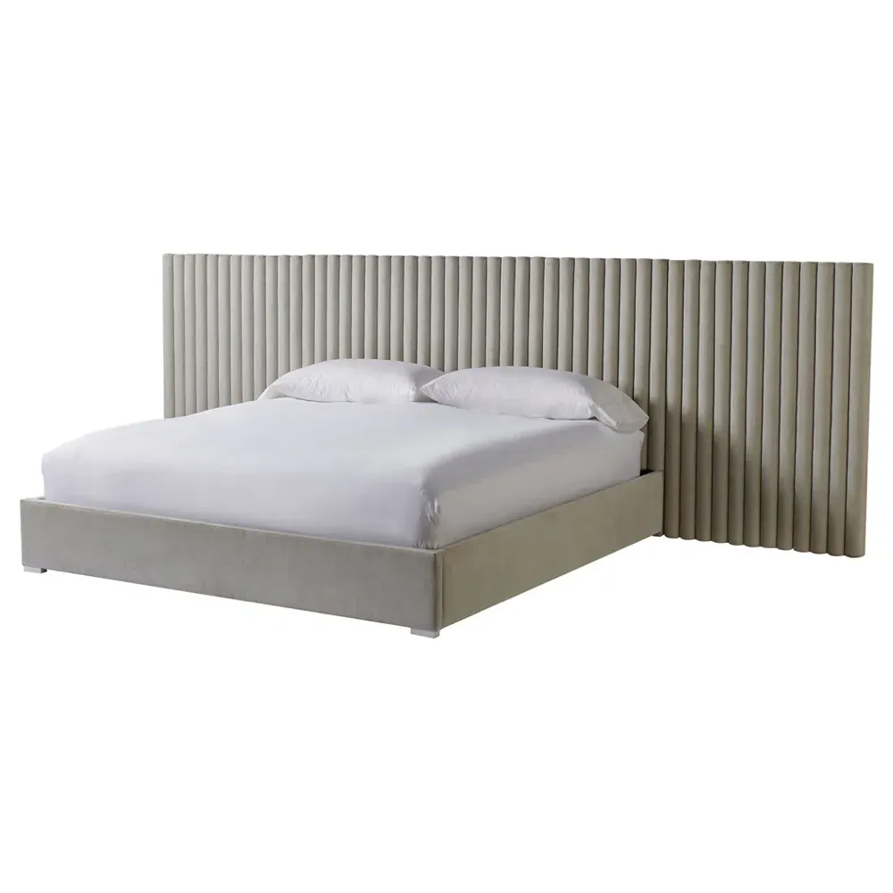 Veena Queen Size Tufted Panel Bed - Grey, Wood