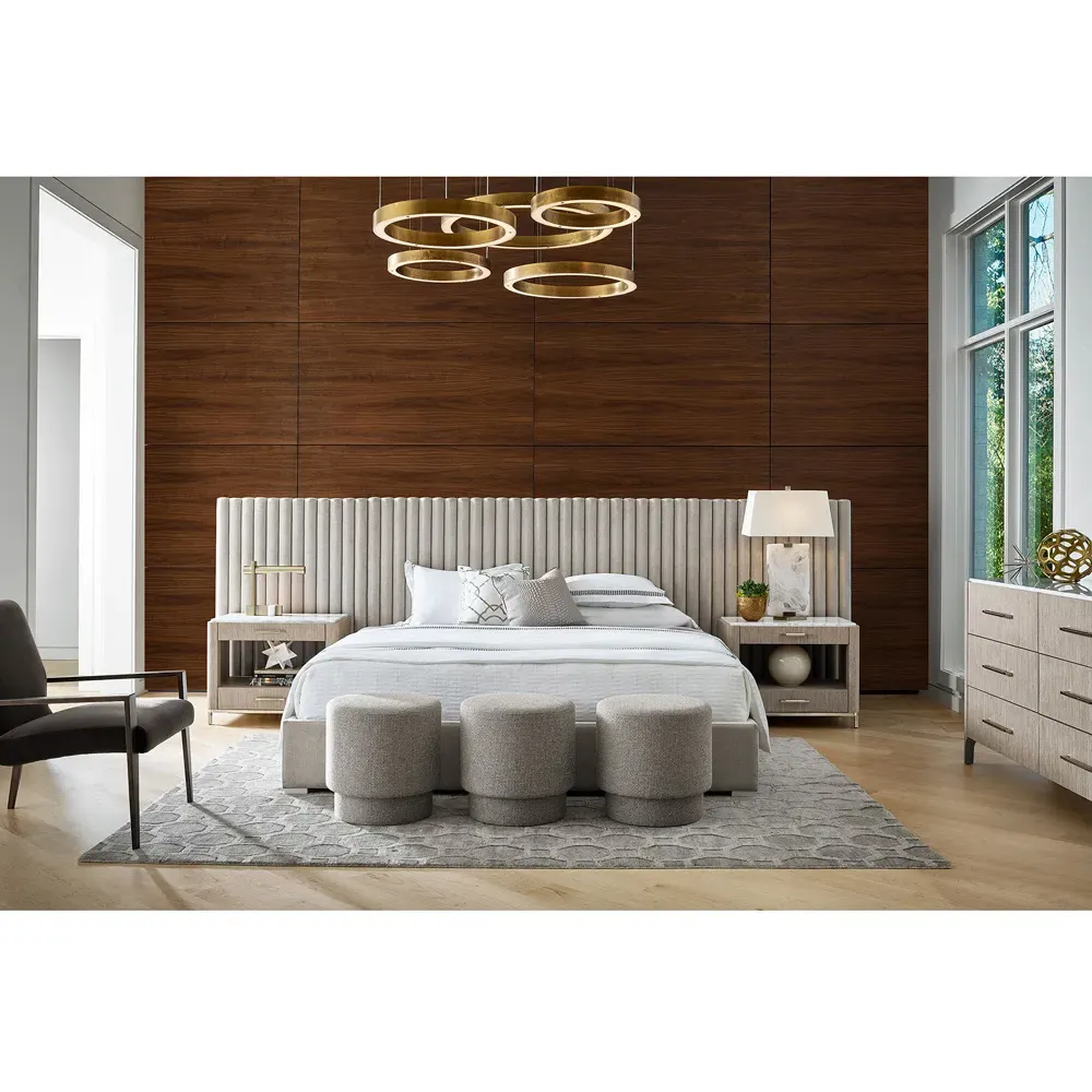 Veena Queen Size Tufted Panel Bed - Grey, Wood