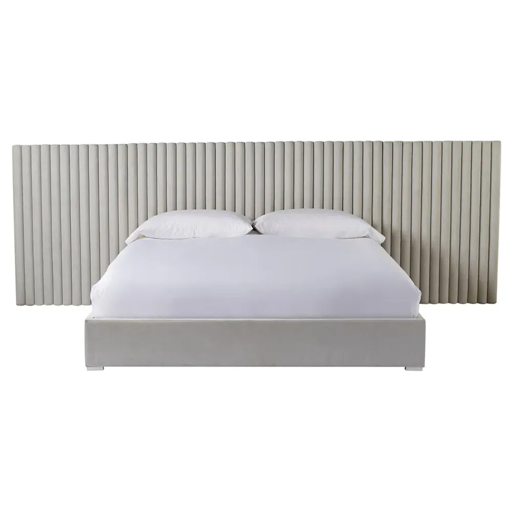 Veena Queen Size Tufted Panel Bed - Grey, Wood