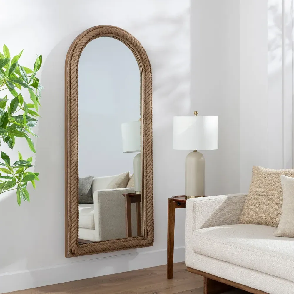 Vega Full Length Floor Mirror - Natural Brown, Jute