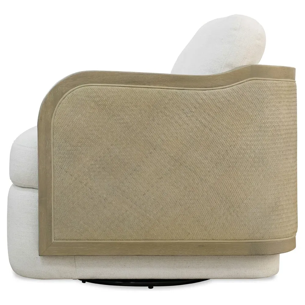 Velinthia Swivel Chair - White, Rattan