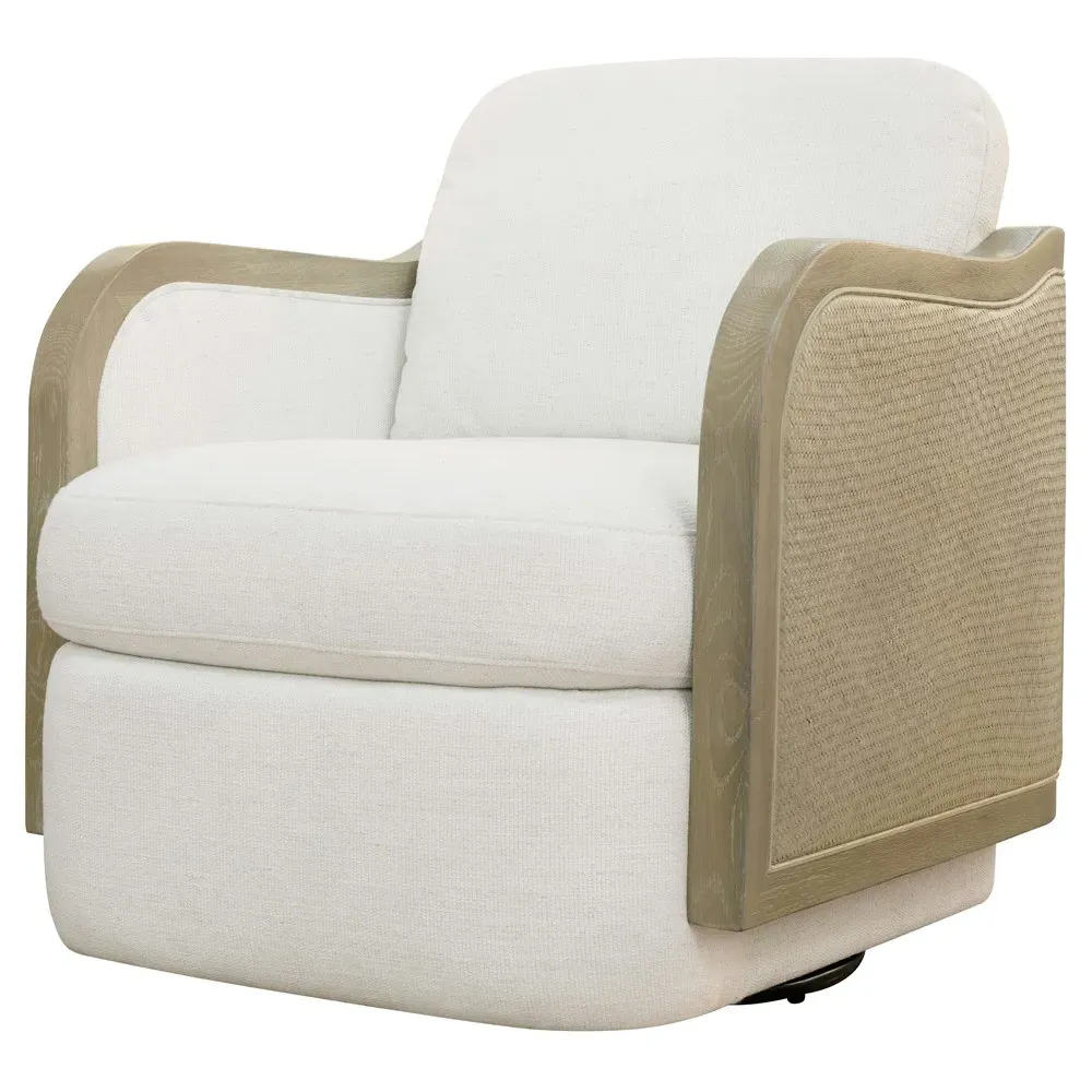 Velinthia Swivel Chair - White, Rattan image