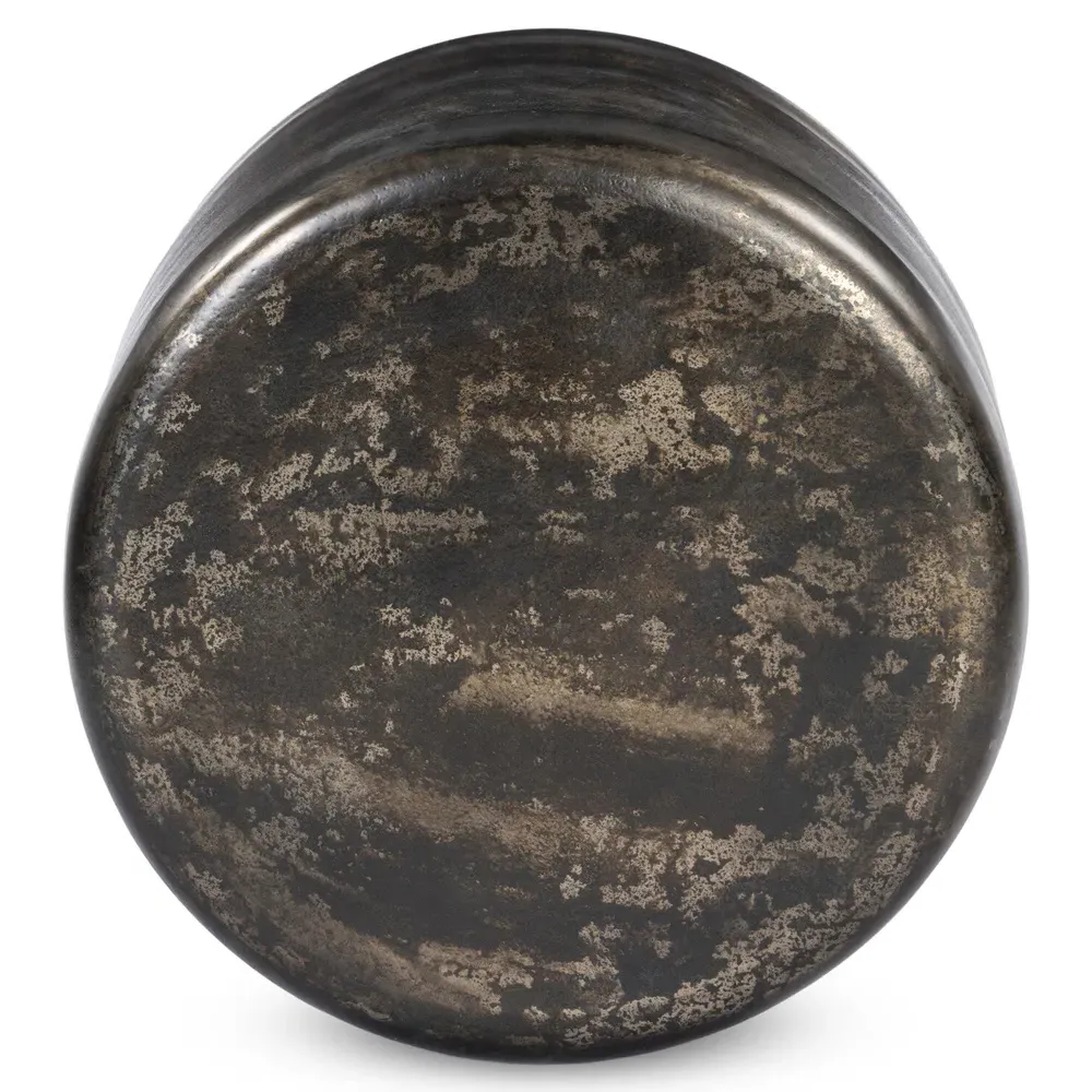 Venetia Drum Outdoor End Table - Distressed Bronze, Aluminum