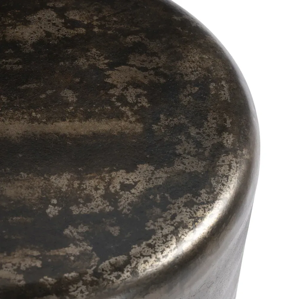 Venetia Drum Outdoor End Table - Distressed Bronze, Aluminum