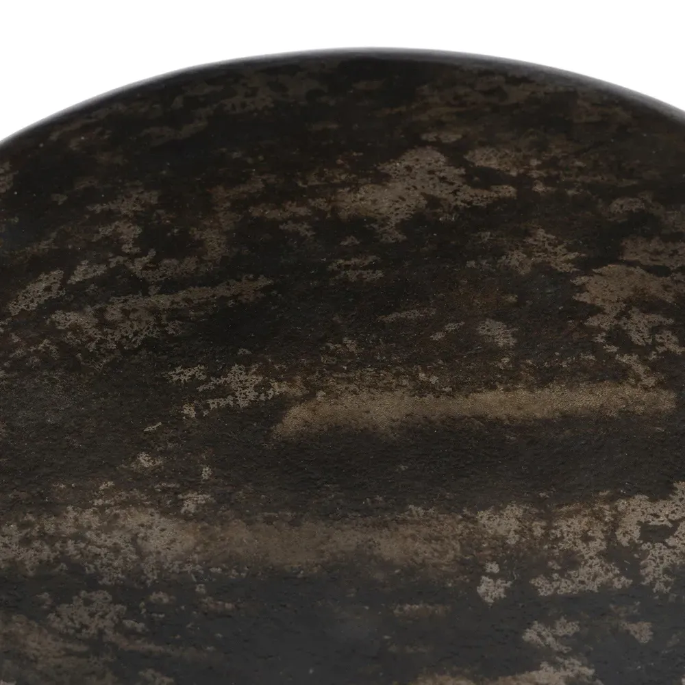 Venetia Drum Outdoor End Table - Distressed Bronze, Aluminum