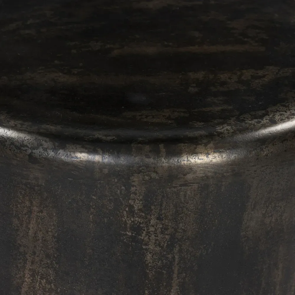 Venetia Drum Outdoor End Table - Distressed Bronze, Aluminum