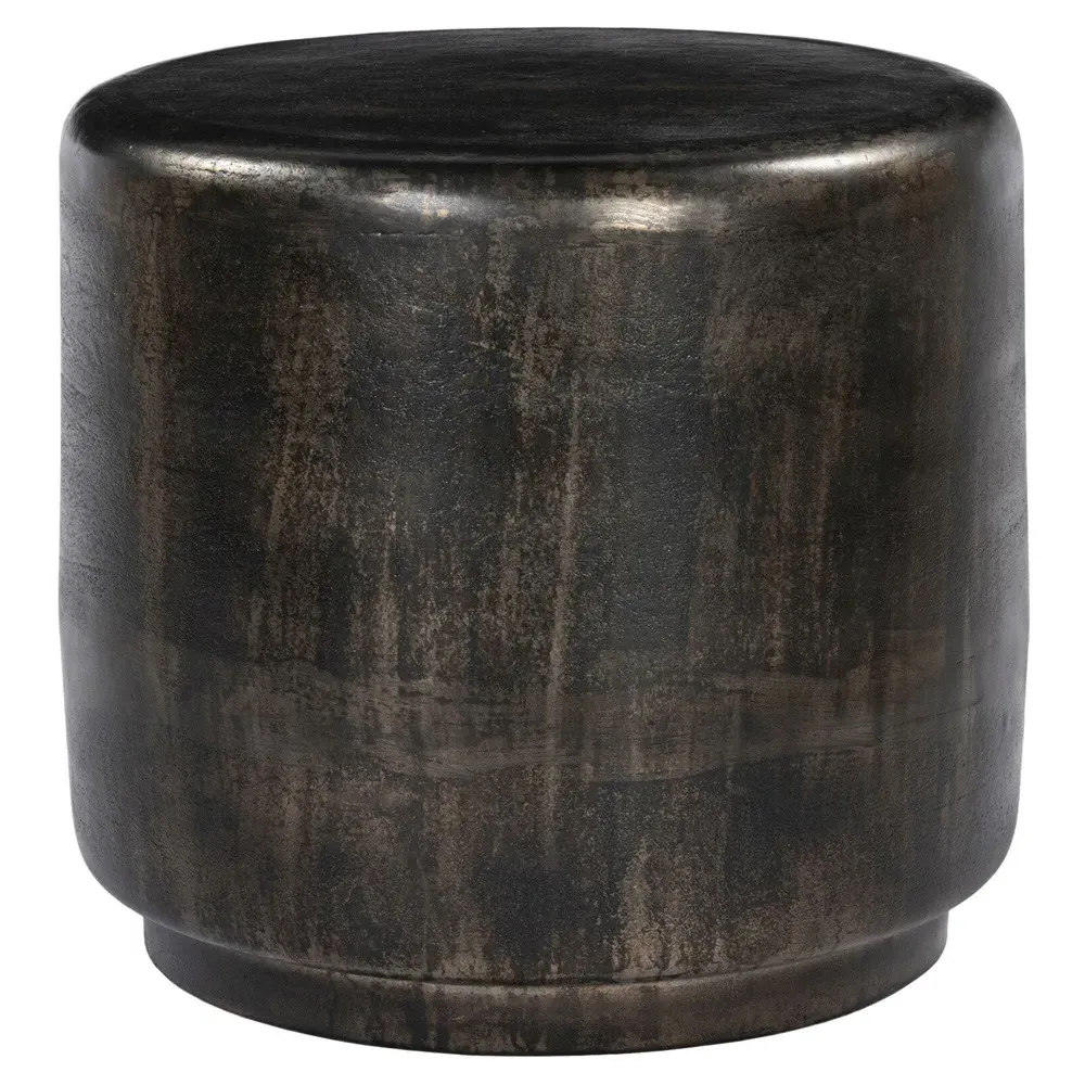 Venetia Drum Outdoor End Table - Distressed Bronze, Aluminum image