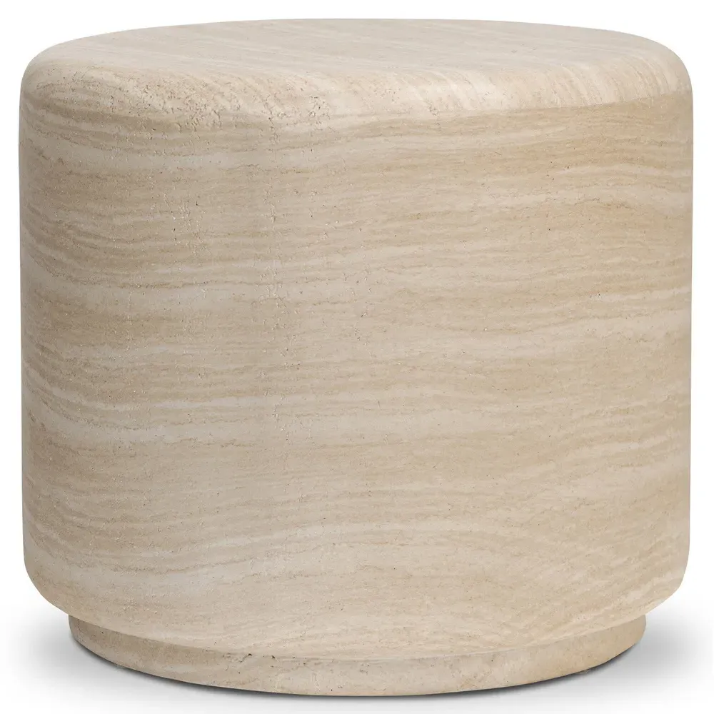Venetia Round Outdoor End Table - Sand Striae, Concrete