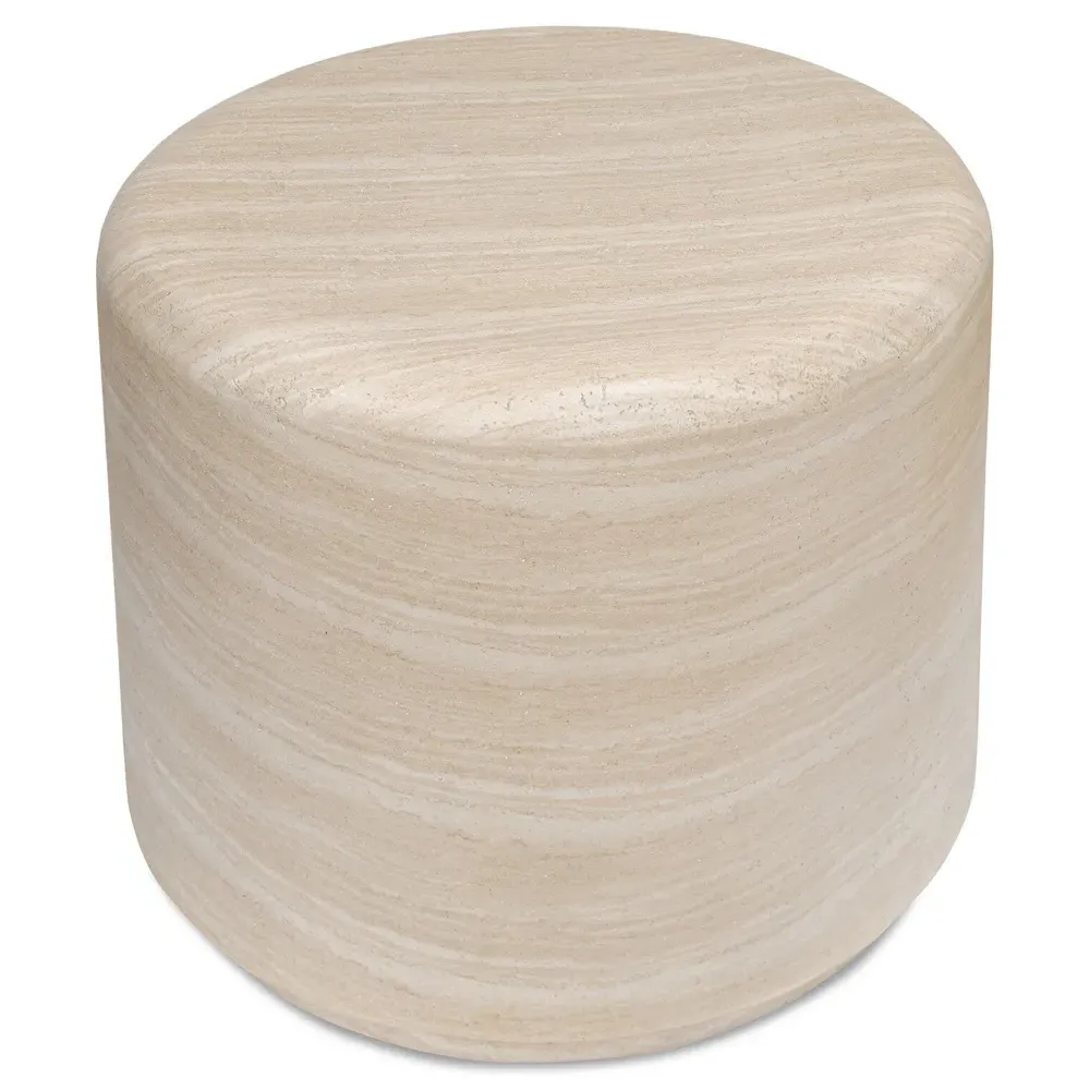 Venetia Round Outdoor End Table - Sand Striae, Concrete
