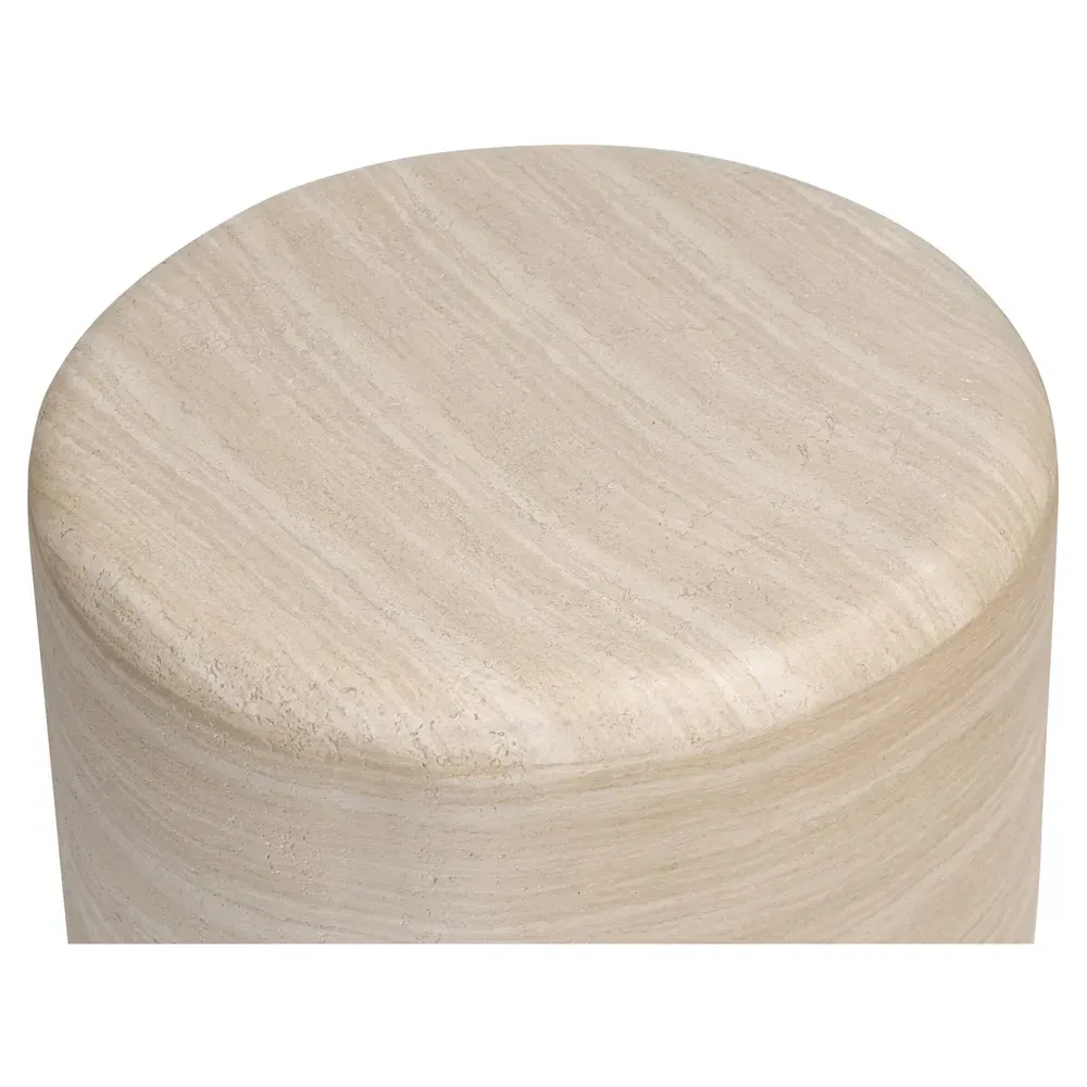 Venetia Round Outdoor End Table - Sand Striae, Concrete