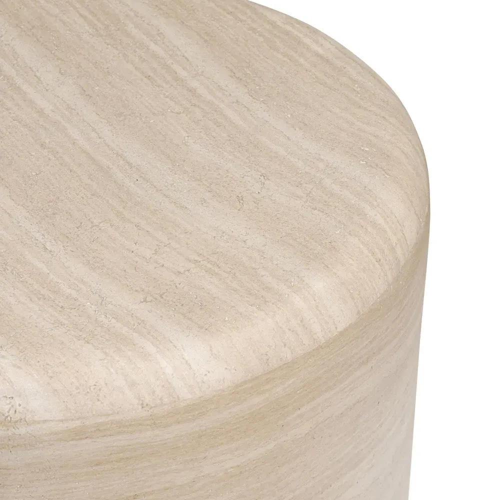 Venetia Round Outdoor End Table - Sand Striae, Concrete