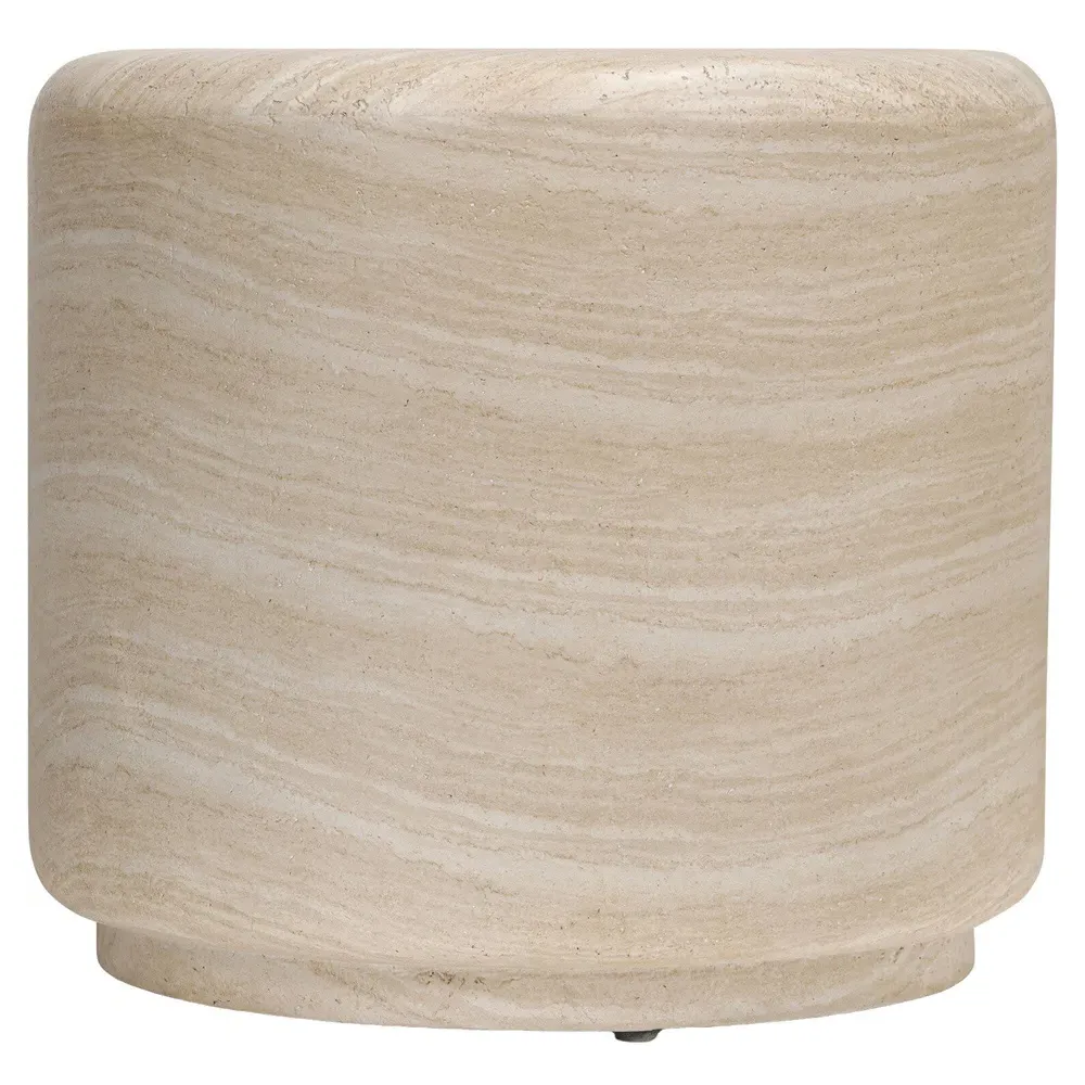 Venetia Round Outdoor End Table - Sand Striae, Concrete image