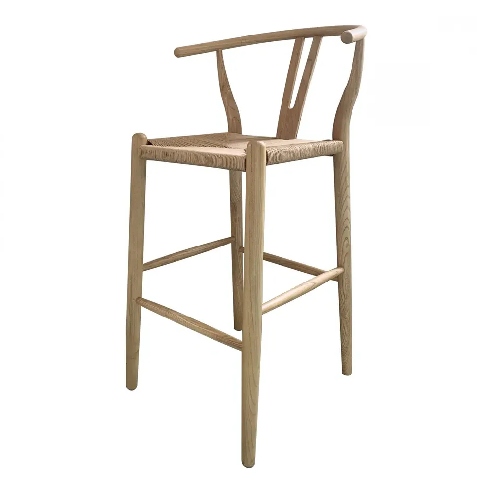 Venta Wishbone Counter Stool - Brown, Elm Wood