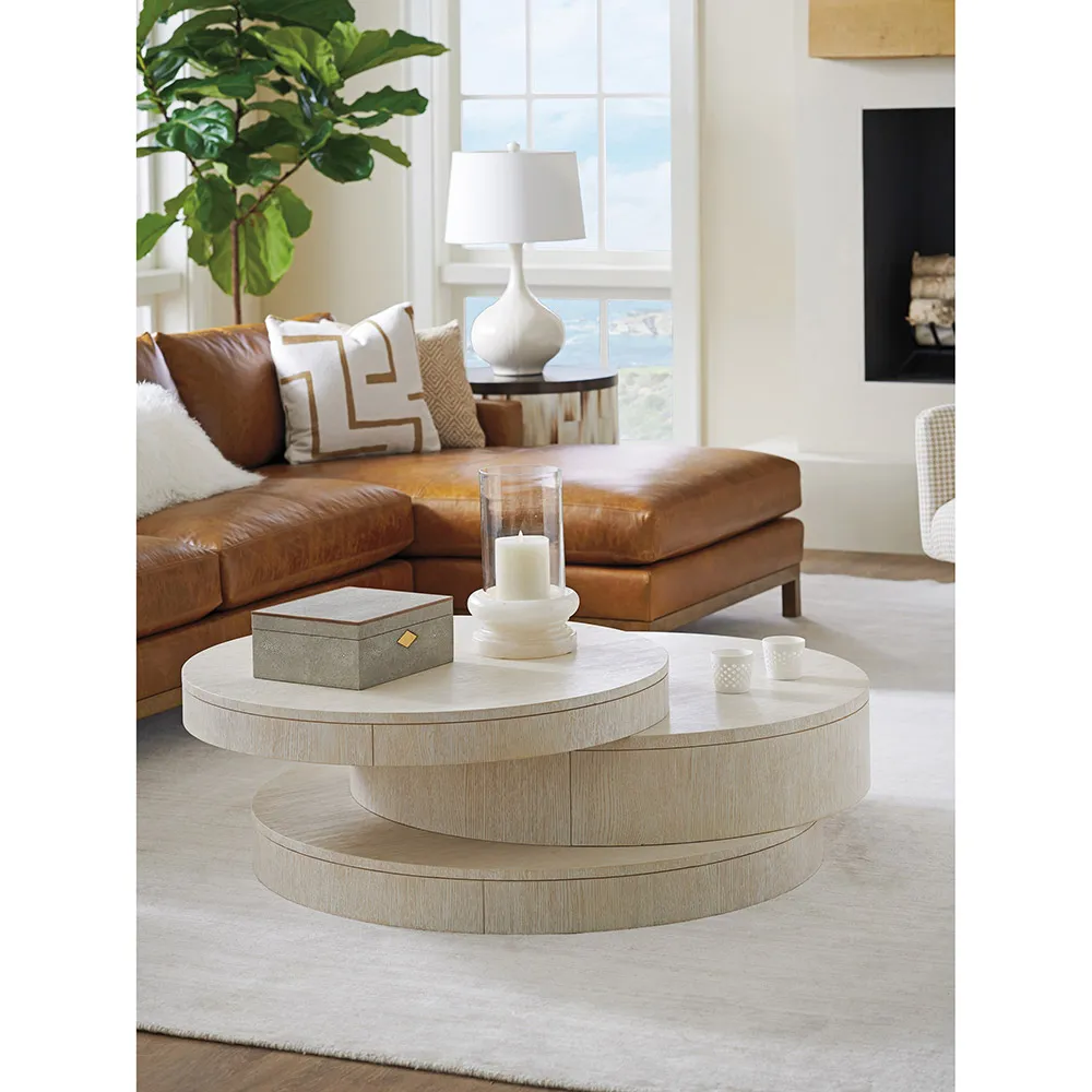 Ventana Round Storage Coffee Table with Drawer - White