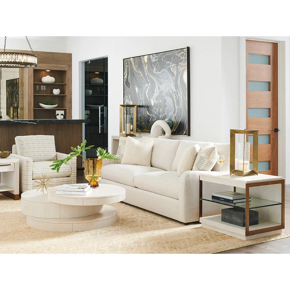 Ventana Round Storage Coffee Table with Drawer - White