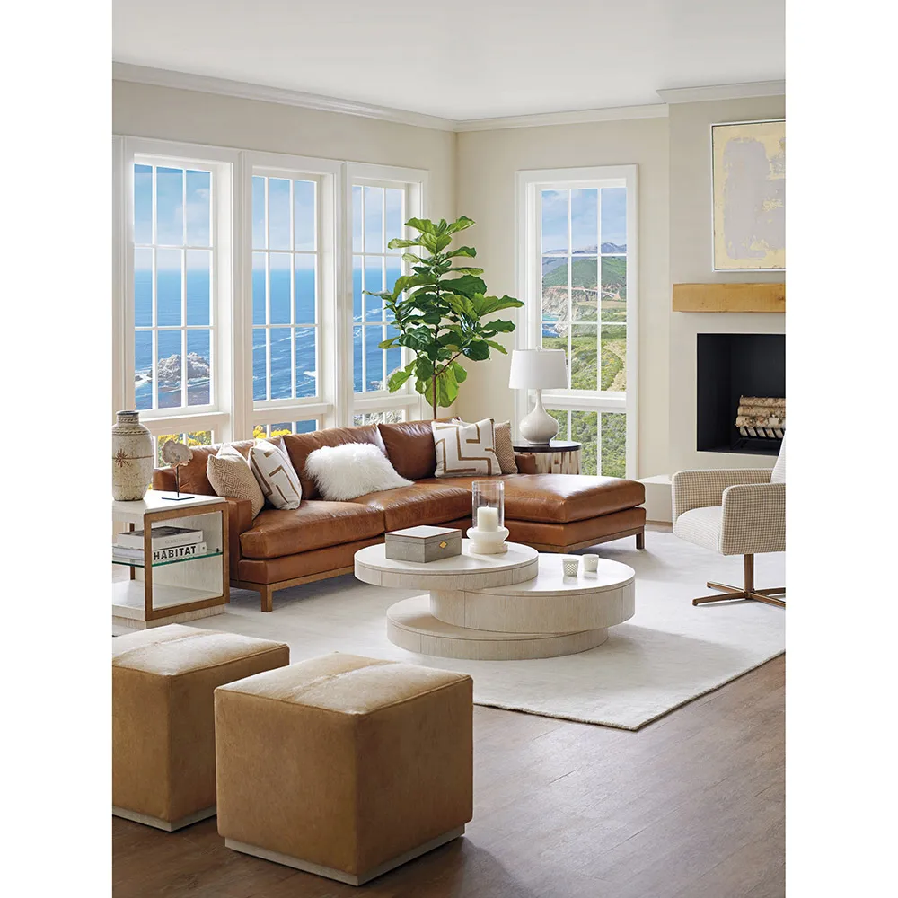 Ventana Round Storage Coffee Table with Drawer - White