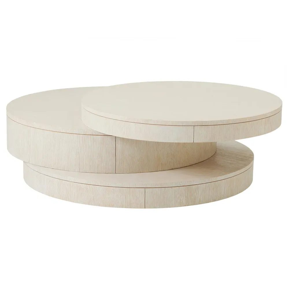Ventana Round Storage Coffee Table with Drawer - White image