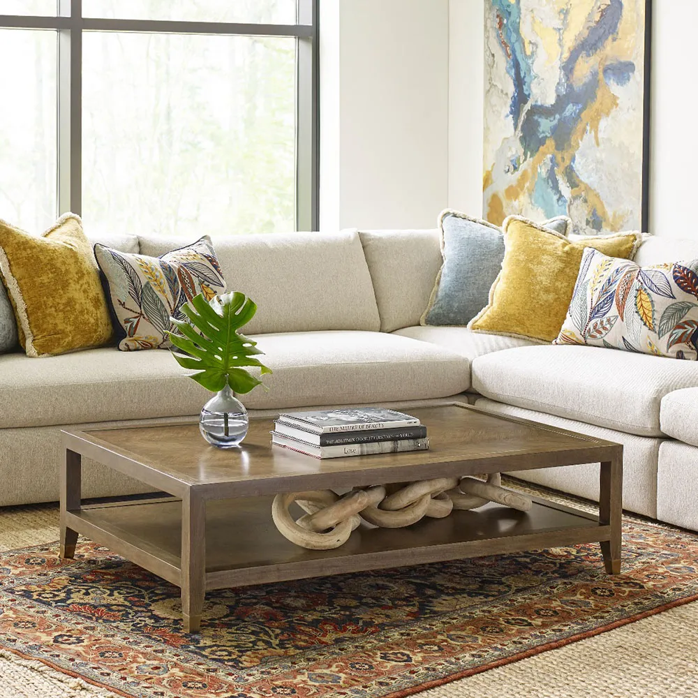 Venus 2 Tier Rectangular Coffee Table - Vintage Brown, Oak