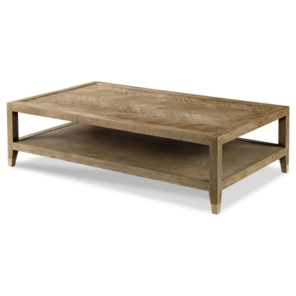 Venus 2 Tier Rectangular Coffee Table - Vintage Brown, Oak