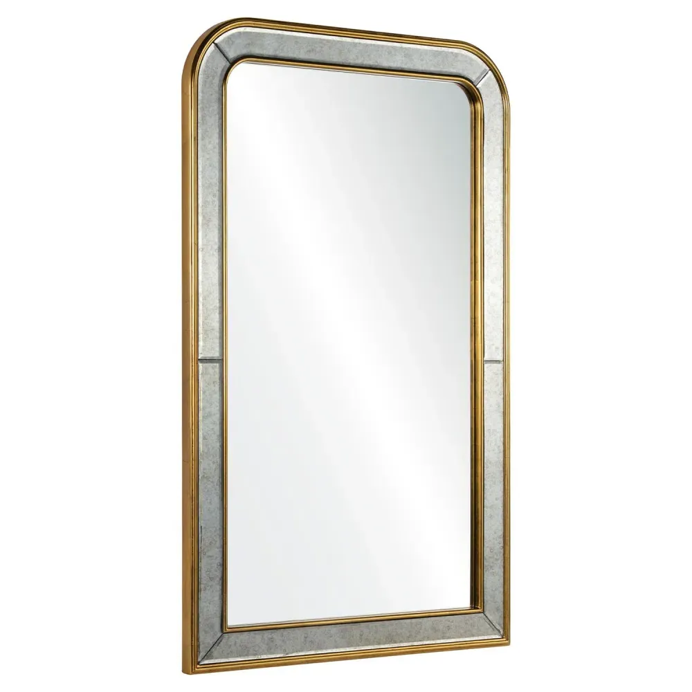 Vera Rectangular Wall Mirror - Burnished Gold Leaf, Wood
