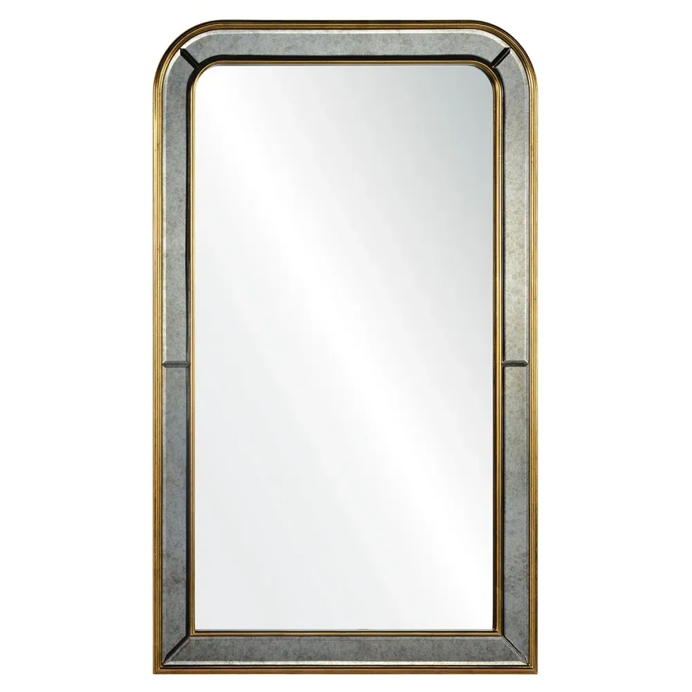 Vera Rectangular Wall Mirror - Burnished Gold Leaf, Wood