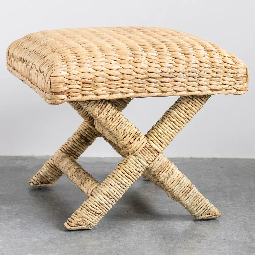 Vera Square Stool - Brown, Water Hyacinth